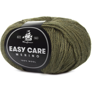 Mayflower Easy Care 091 Mørk oliven Indhold: 100% ren ny uld Vægt/længde: 50 g = ca. 185 m Anbefalede pinde: 3.00 - 3.50 mm Strikkefasthed: 10 x 10 cm = 28 m x 40 p Maskinvask ved 40°C.Anvend ikke alm. flydende vaskemiddel. Flydende uldvaskemiddel kan anvendes.