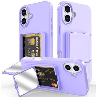 EIDERWOOD iPhone 16 Plus Fleksibelt Plastik Cover m. Kortholder & Indbygget Spejl - Lilla
