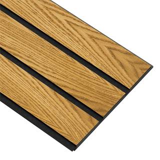 I-Wood Medio+ 3-lamel akustikpanel, brun olieret, sort filt og sort kerne, egefiner, 17 x 300 x 2780 mm