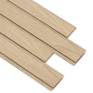 I-Wood Pro+ I-Lock 4-lamel akustikpanel, hvid olieret, beige filt og lys kerne, egefiner, 16 x 300 x 2400 mm