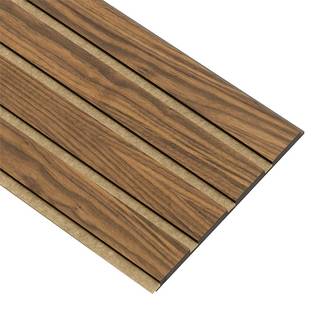 I-Wood Medio+ 4-lamel akustikpanel, klar olieret, brun filt og sort kerne, valnøddefiner, 17 x 300 x 2400 mm