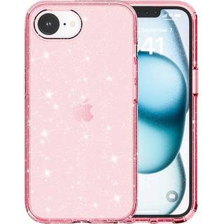 iPhone 16e - EIDERWOOD Hybrid Glitter Plastik Cover - MagSafe Kompatibel - Lyserød