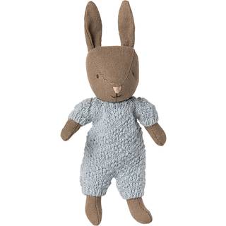 Maileg Hare, Micro - Brun - Blå strikket dragt