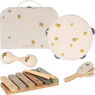 Konges Sløjd musikinstrumenter i kuffert sæt m 4 dele - Glossy Lemon