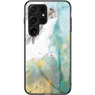 Samsung Galaxy S25 Ultra - EIDERWOOD Hybrid Marmor Cover m. Glas Bagside - Blå / Guld