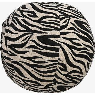 Byon Anima Pude Rund Zebra - Pyntepuder & Betræk Bomuld Sort - 5219806201