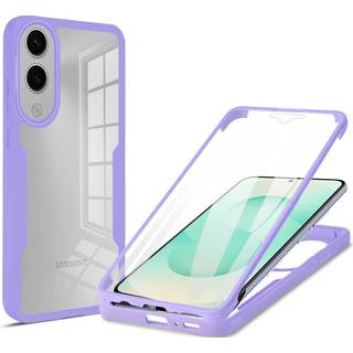 EIDERWOOD Samsung Galaxy S25 Edge Cover med Fuldt Beskyttelse og Beskyttelsesfilm - Gennemsigtig / Lilla Kant