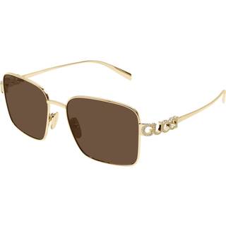 Gucci Kvinde GG1937S 002 Solbriller Metal Guld Brun Firkantet