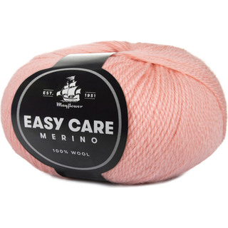 Mayflower Easy Care 083 Pudder Indhold: 100% ren ny uld Vægt/længde: 50 g = ca. 185 m Anbefalede pinde: 3.00 - 3.50 mm Strikkefasthed: 10 x 10 cm = 28 m x 40 p Maskinvask ved 40°C.Anvend ikke alm. flydende vaskemiddel. Flydende uldvaskemiddel kan anvendes.