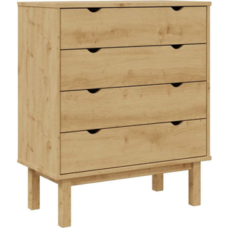 Kommode Otta 76,5X39,5X90 Cm Massivt Fyrretræ - Brun