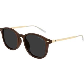 Montblanc Mand Montblanc MB0454SA 003 Solbriller Injiceret Brun Grå Rund