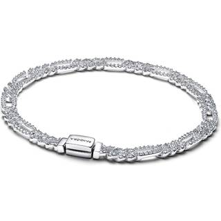 Pandora Silver Pavé Oval Cuban Chain Bracelet - 18cm
