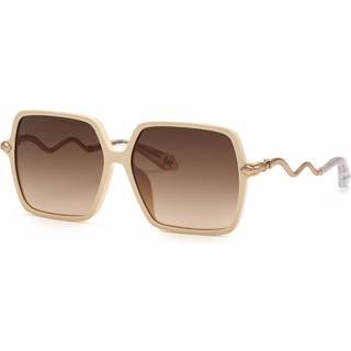 Roberto Cavalli Kvinde SRC132 09X7 Solbriller Acetat Elfenben Brun Firkantet Normal Nuanceret