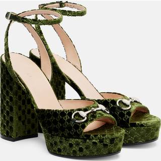Gucci Horsebit GG velvet platform sandals - green - EU 37.5