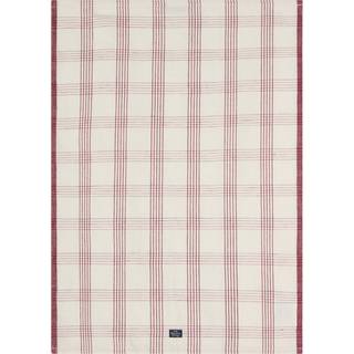 Lexington Rutete linned/bomulds viskestykke 50x70 cm White-red