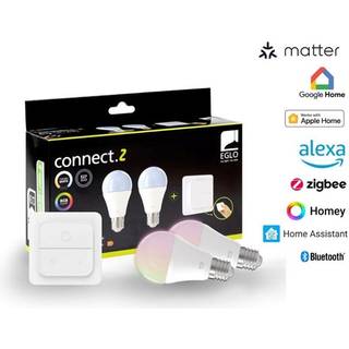 EGLO E27 LED-Z MATTER A60 RGB/CCT 11W 1300lm opal 2-pak m/afbryder