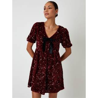Threadbare Threadbare Sequin Velour Bow Detail Mini Dress - 44