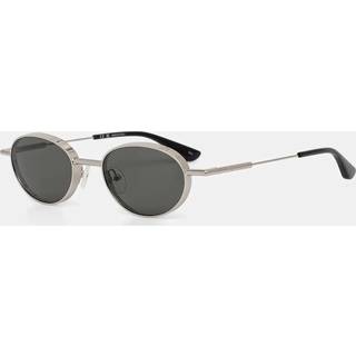 Alexander McQueen Unisex Alexander McQueen AM0523S 001 Solbriller Acetat Sølv Grå Rund - Sølv