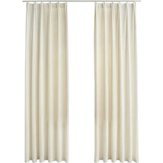 mørklægningsgardiner kroge 2 stk. 140x245 cm fløjl cremefarvet