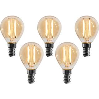 Sæt med 5 E14 dæmpbare LED-pærer G45 guld 4W 330 lm 2100K