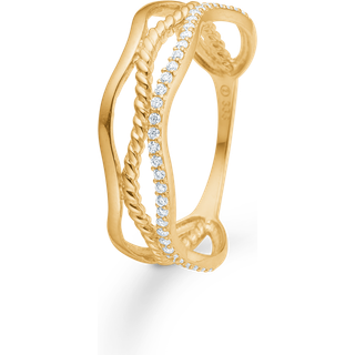 Mads Z Aveline ring i 8 karat guld med cubic zirkonia - Str. 60