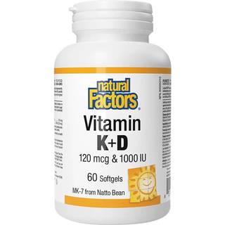 Natural Factors – Vitamin K+D 120 mcg & 1000 IU, 60 Softgels