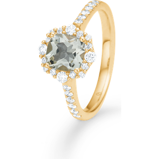 Mads Z Menthe ring i 14 karat guld med grøn ametyst og diamant - Str. 54