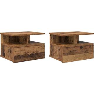Flydende Natbord med skuffe 2 pcs Gammelt træ 40 x 31 x 27 cm
