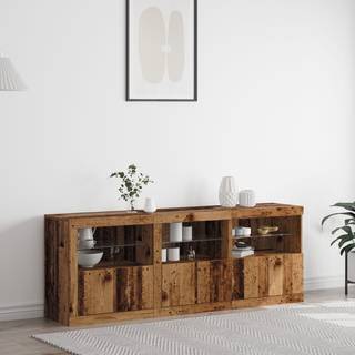 LED Sideboard Gammelt træ 181 x 37 x 67 cm Konstrueret træ