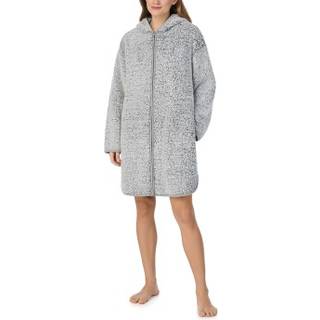 DKNY Chill In Style Hooded Zipe Robe - Grey - Large