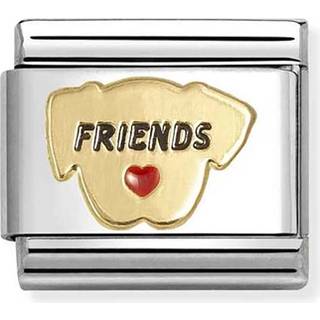 Nomination Gold 'Friends' Red Heart Dog Charm