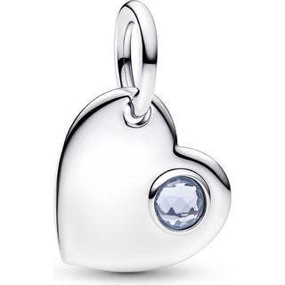 Pandora March Birthstone Engravable Heart Dangle Charm - Silver