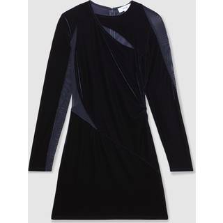 Reiss Reiss Navy Carly Velvet Mesh-Panel Mini Dress - 6