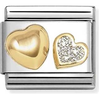 Nomination Gold Raised Heart and Glitter Heart Charm