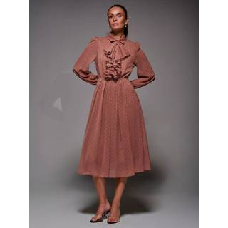 Jolie Moi Jolie Moi Pink Textured Chiffon Ruffle Shirt Dress - 16