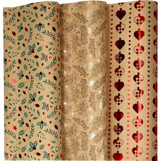 Gavepapir med hotstamp 70 cm x 1,5 meter - flere varianter - assorteret