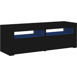 tv-bord med LED-lys 120x35x40 cm sort