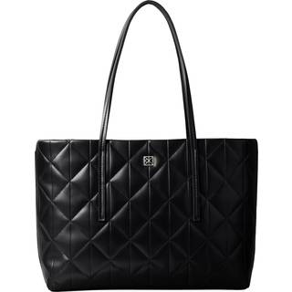 Quilted Emblem Logo Small Tote Bag - Black - One Size