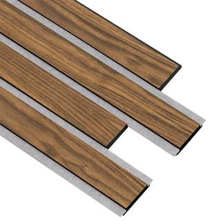 I-Wood Pro+ I-Lock 4-lamel akustikpanel, klar olieret, grå filt og sort kerne, valnøddefiner, 16 x 300 x 2400 mm