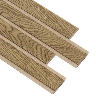 I-Wood Pro+ I-Lock 4-lamel akustikpanel, mørkebrun olieret, beige filt og lys kerne, egefiner, 16 x 300 x 2400 mm