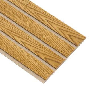 I-Wood Medio+ 4-lamel akustikpanel, brun olieret, beige filt og lys kerne, egefiner, 16 x 300 x 2780 mm