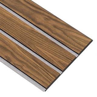 I-Wood Medio+ 3-lamel akustikpanel, klar olieret, grå filt og sort kerne, valnøddefiner, 17 x 300 x 2780 mm