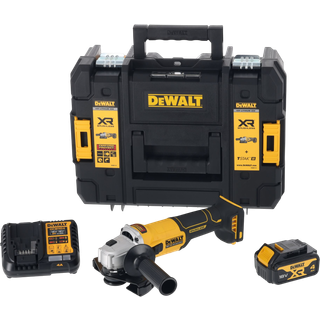 Dewalt DCG407M1T-QW 18V XR Vinkelsliber med 4,0Ah batteri, lader og TSTAK