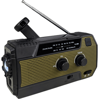 Nødradio FM/AM - 4000 mAh powerbank - Håndsving - Solcelle