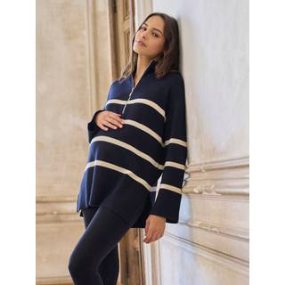Seraphine Seraphine Navy Stripe Wool Cotton Blend Maternity & Nursing Jumper
