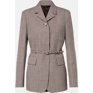 Gucci Double G gingham belted wool blazer - brown - L