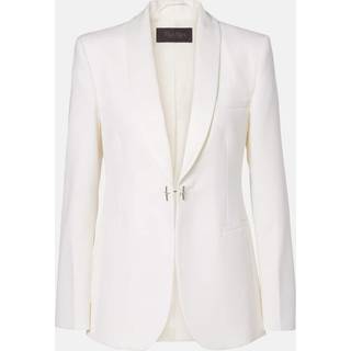 Max Mara Satin-trimmed virgin wool gabardine blazer - white - S-M