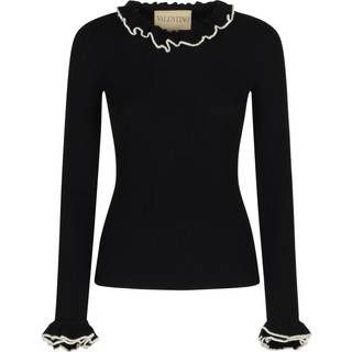 Valentino Ruffled virgin wool sweater - black - XXS