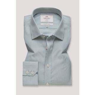 Hawes & Curtis Hawes & Curtis Green Fine Stripe Non-Iron Shirt - EU 42 Almindelig