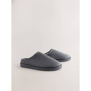 Next Grey Microsuede Taped Mule Slippers